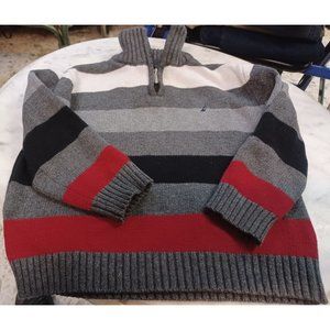 Nautica Children's Sweater SZ 2T Gray & Other Color Stripes Partial Zip